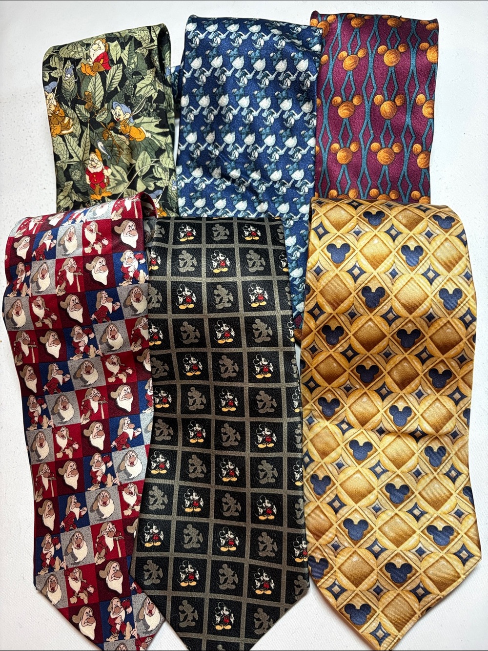 Disney World and Other Disney brand Lot of Six Silk Ties